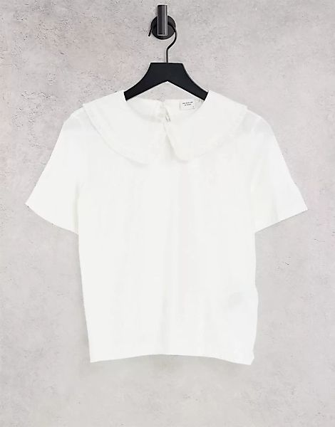 JDY – T-Shirt aus Bio-Baumwolle in Weiß mit Kragen günstig online kaufen