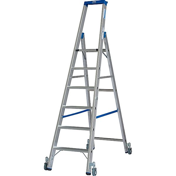 Krause Stehleiter Stabilo 6 Stufen Fahrbar 205 cm x 70 cm x 120 cm günstig online kaufen