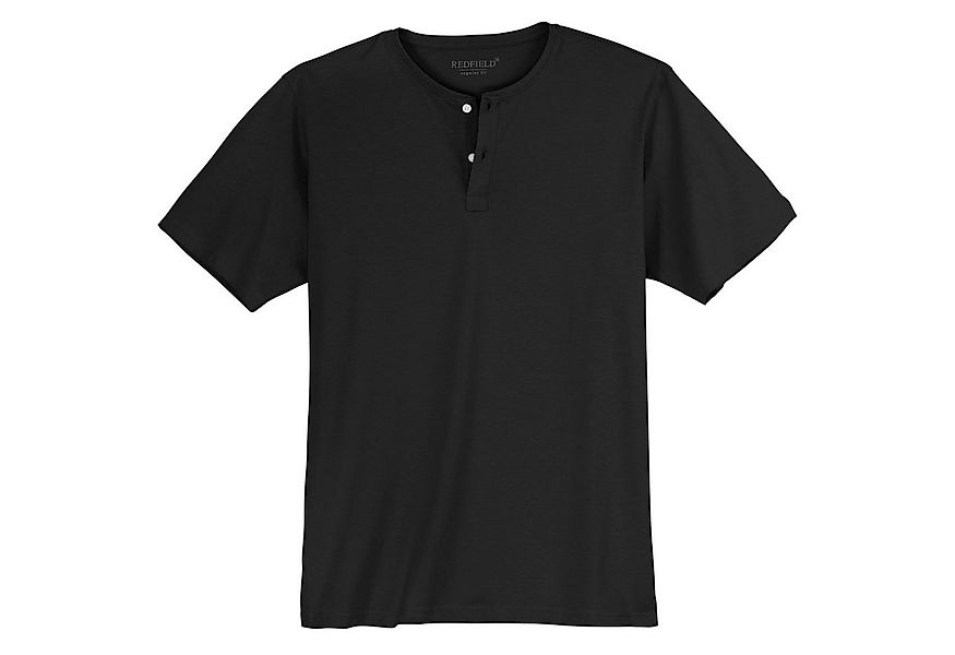 redfield Rundhalsshirt Redfield T-Shirt schwarz mit Knopfleiste Übergröße günstig online kaufen
