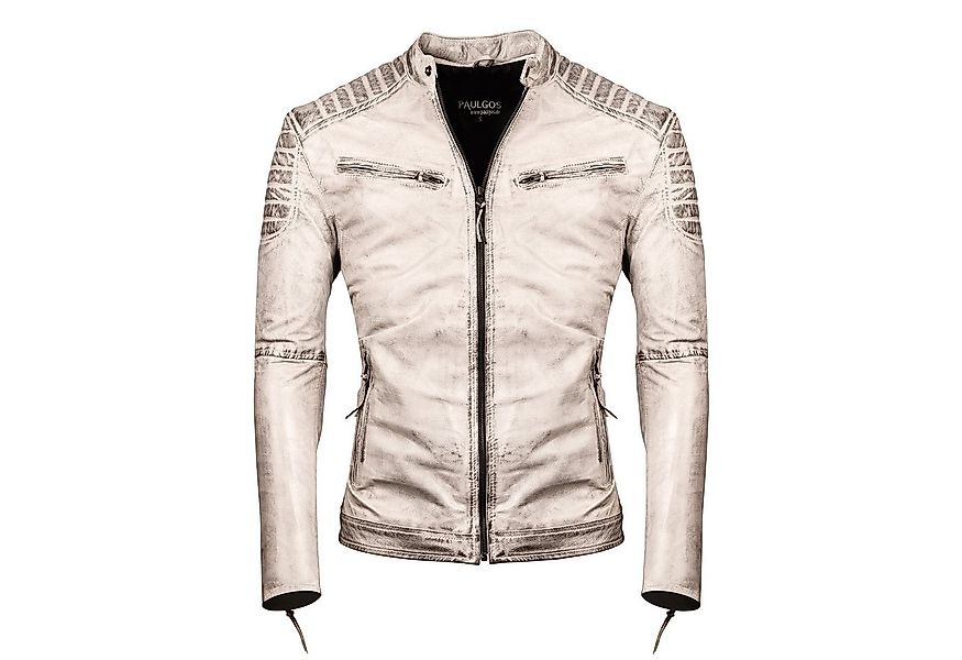 PAULGOS Lederjacke Herren Jacke Übergangsjacke Biker Look 100% Echtleder D2 günstig online kaufen