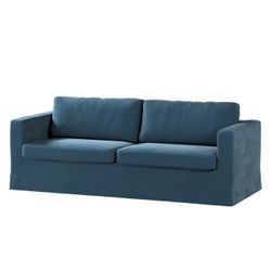 Bezug für Karlstad 3-Sitzer Sofa nicht ausklappbar, lang, blau, Bezug für S günstig online kaufen