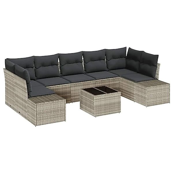 vidaXL Gartensofa-set 8-Tlg Hellgrau und Dunkelgrau Poly-Rattan 3355651 günstig online kaufen