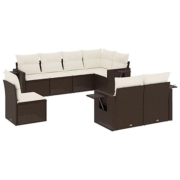 vidaXL 8-Tlg Garten-Sofagarnitur mit Kissen Braun Poly Rattan 3252780 günstig online kaufen