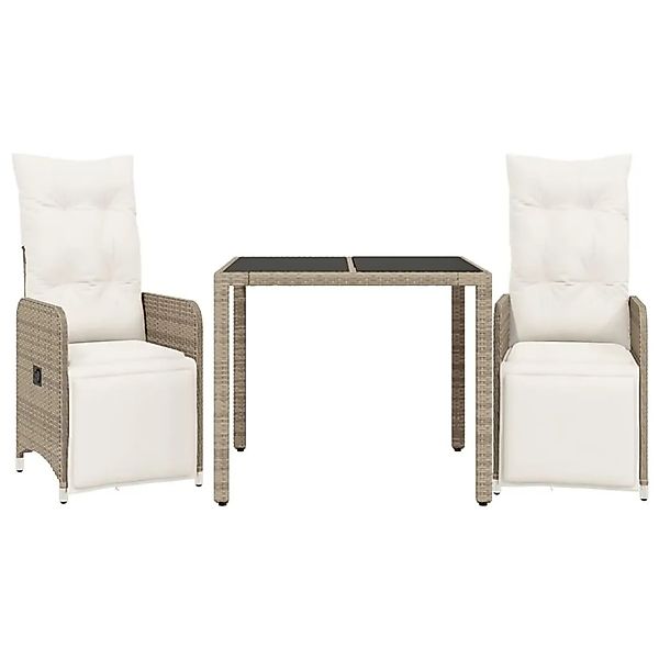 vidaXL 3-tlg Garten-Bistro-Set mit Kissen Braun Poly Rattan günstig online kaufen