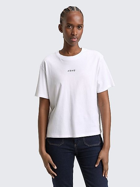TOM TAILOR Denim T-Shirt T-Shirt Boxy Fit T-Shirt mit Stickerei günstig online kaufen