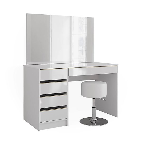 Vicco Schminktisch-Set Sherry Weiß/Gold/Gold 120 cm mit Hocker günstig online kaufen