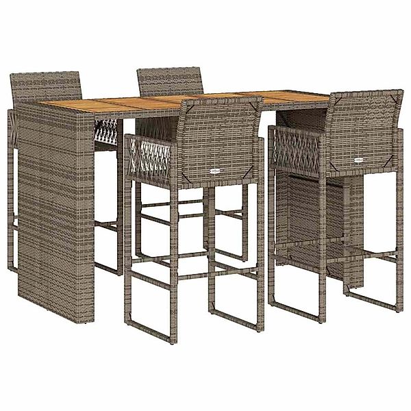 vidaXL 5-Tlg Gartenbar-Set ohne Kissen Grau Poly Rattan Akazie 3328893 günstig online kaufen