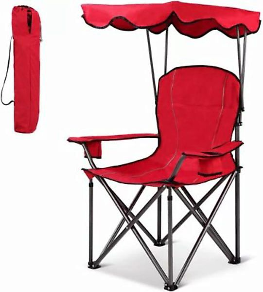 COSTWAY® Campingstuhl mit Sonnendach rot günstig online kaufen