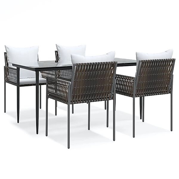 vidaXL 5-Tlg Garten-Essgruppe mit Kissen Poly Rattan und Stahl 3187057 günstig online kaufen
