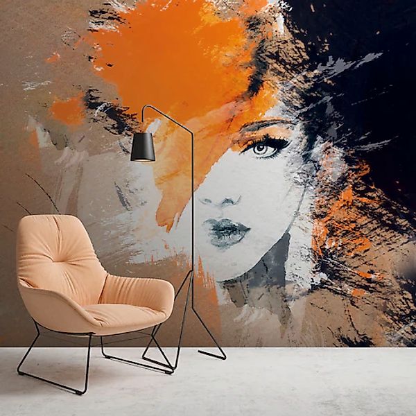 A.S. Création Vliestapete »Fototapete Frauengesicht abstrakt Orange Schwarz günstig online kaufen