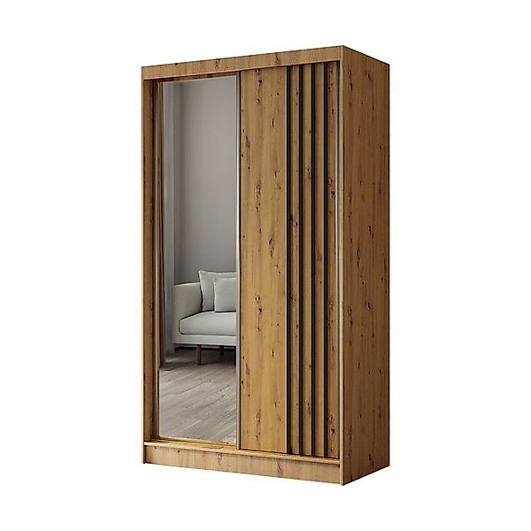 Compleo Schwebetürenschrank mit Lamellen MALTA, Garderobenschrank, Schiebet günstig online kaufen