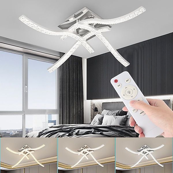 oyajia Deckenleuchte 36/48W Kristall LED Deckenlampe, günstig online kaufen
