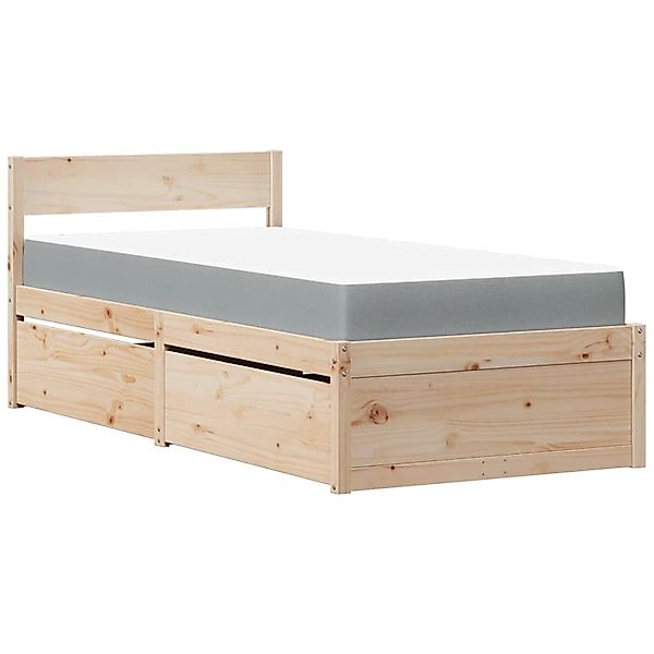 vidaXL Bett mit Schubladen und Matratze 100x200 cm Massivholz Kiefer 328190 günstig online kaufen