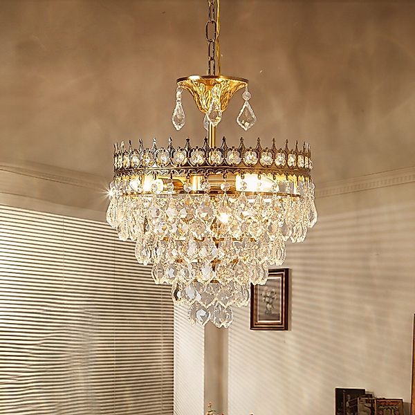 BlingBin Kronleuchter Retro Kristall Pendelleuchte Gold günstig online kaufen