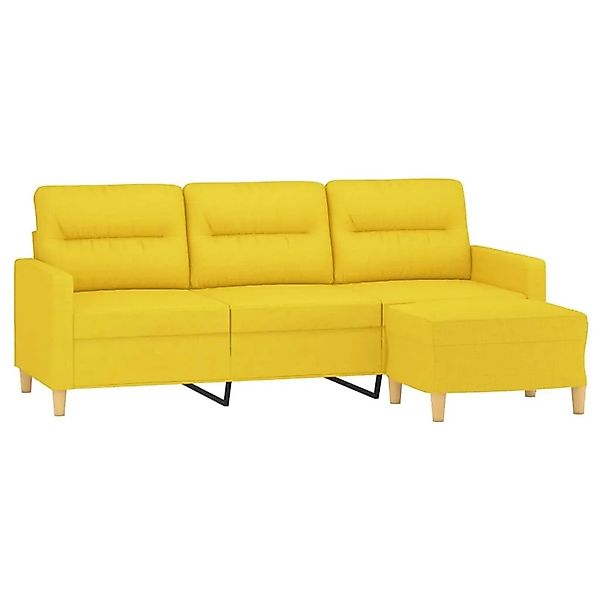 vidaXL 3-Sitzer-Sofa mit Hocker Hellgelb 180 cm Stoff 3201078 günstig online kaufen