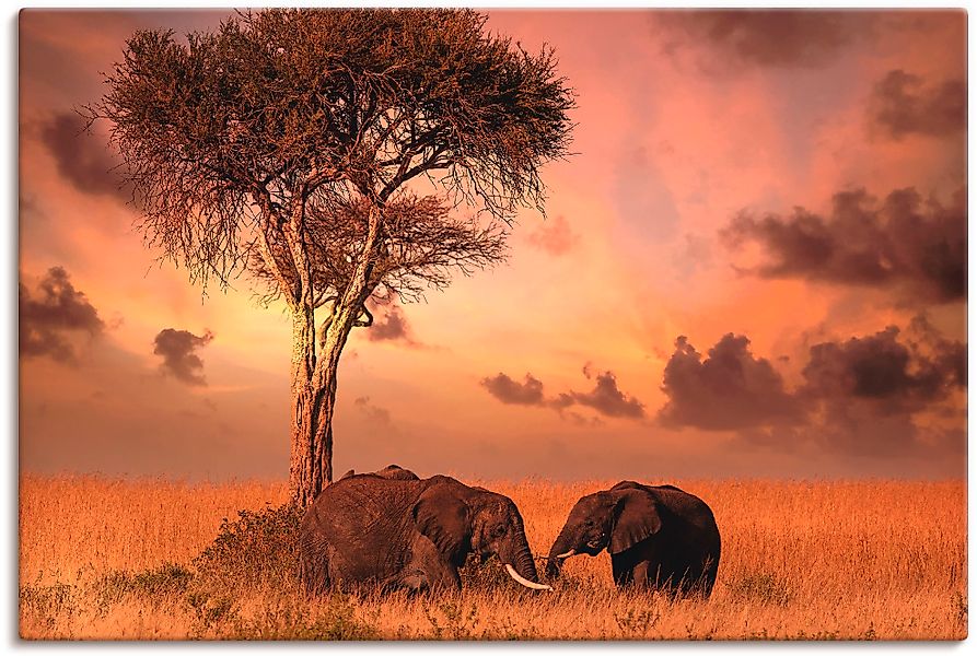 Artland Wandbild »Elefanten zum Abendessen« Wildtiere 1 Stk. tlg. als Leinw günstig online kaufen