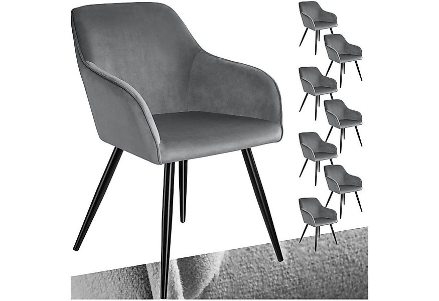 tectake Esszimmerstuhl Küchenstuhl Marilyn Samtoptik, schwarze Stuhlbeine ( günstig online kaufen