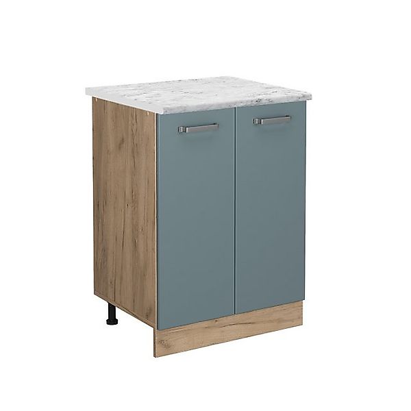 Vicco Küchenunterschrank R-Line Blau-Grau/Goldkraft Eiche 60 cm AP Marmor günstig online kaufen