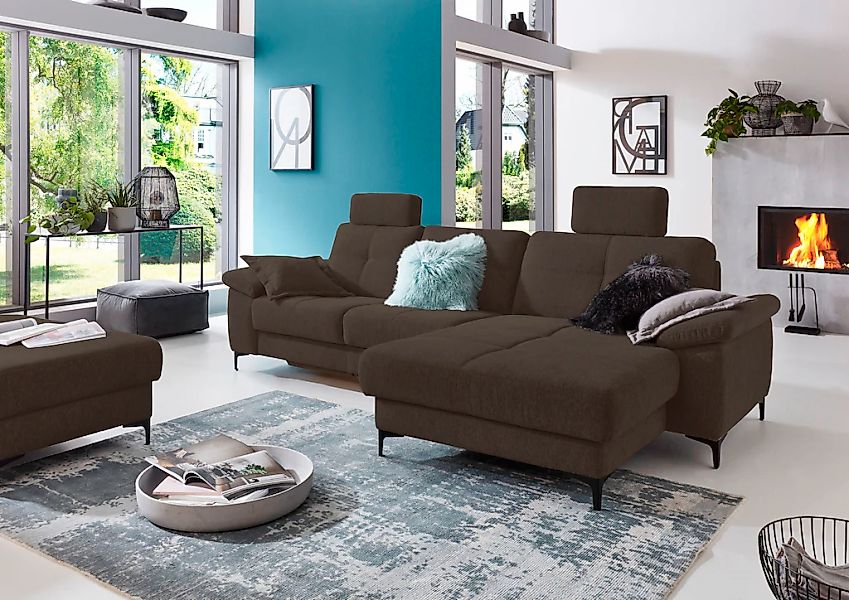 3C Carina Ecksofa "Burnaby bequem und modern, L-Form" 2 Kopfstützen, option günstig online kaufen