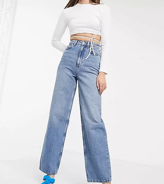 ASOS DESIGN Tall – Lockere Dad-Jeans mit hohem Bund in heller Waschung aus günstig online kaufen