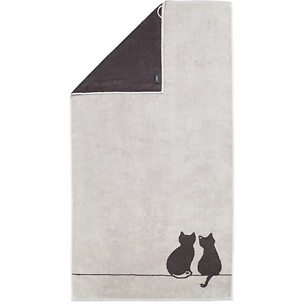 Cawö Badetücher Duschtuch Cute Cats Katze You & Me Platin Basalt (80x150cm) günstig online kaufen