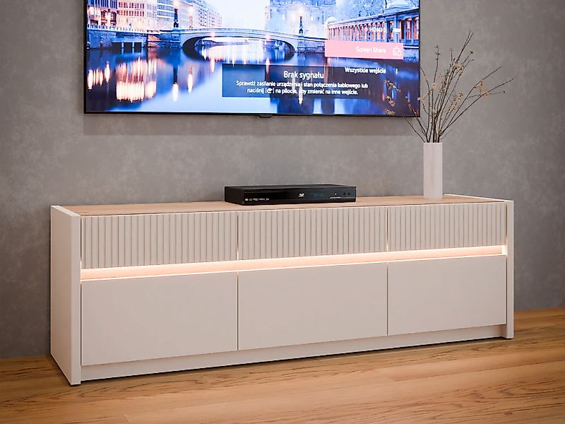 FORTE Lowboard "Oak Squere TV-Board, TV-Schrank" TV-Board, Beleuchtung, gri günstig online kaufen