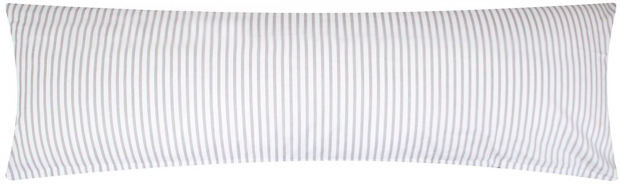 Heubergshop Seitenschläferkissenbezug, (1 Stück), 40x145cm Grau Weiß gestri günstig online kaufen