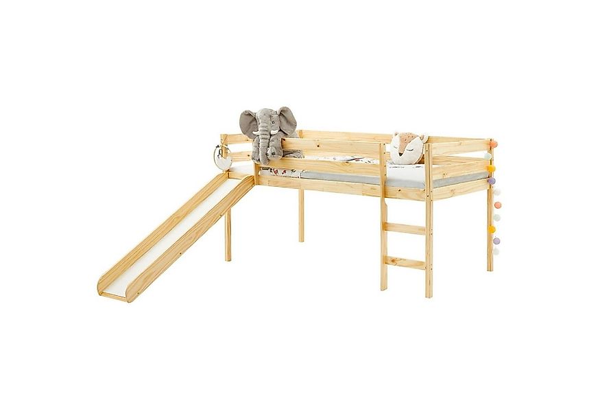 IDIMEX Hochbett BENNY Kinderbett mit Rutsche 90x200 cm aus Massivholz Natur günstig online kaufen