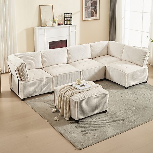 Odikalo Big-Sofa Lounge Schlafsofa 6-Sitzer-Sofa U/L-Form günstig online kaufen