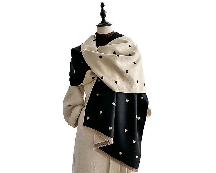 FOUORTUNATE-BEE Schal Damen Kuschelschal mit Herz-Muster, doppelseitig & wa günstig online kaufen
