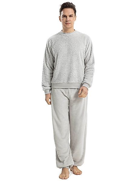 TIESTRA Pyjama Herren Pyjama Set Rundhalsausschnitt lang Schlafanzug Hausan günstig online kaufen