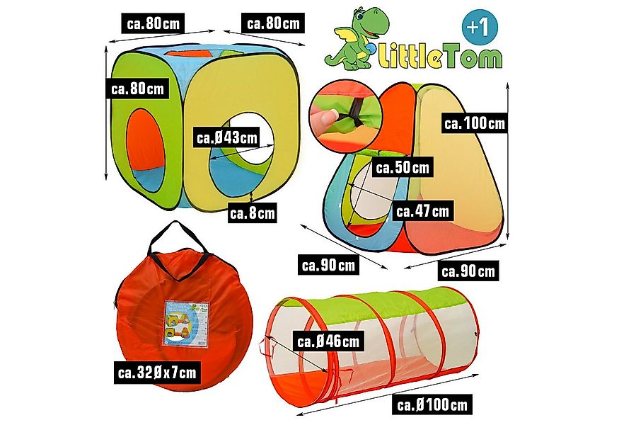 LittleTom Spielzelt mit Tunnel - Pop Up Kinderspielzelt - Bällebad Zelt Ind günstig online kaufen