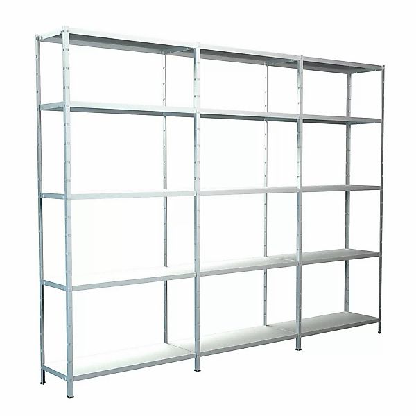 Schulte Steck-Grund- und 2 x Anbauregale 200 cm x 340 cm x 35 cm Weiß günstig online kaufen