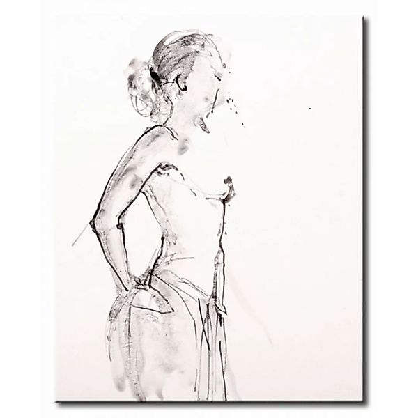 Leinwandbild Sinnliche Figur - minimalistische Frauenfigur auf weißem Hinte günstig online kaufen