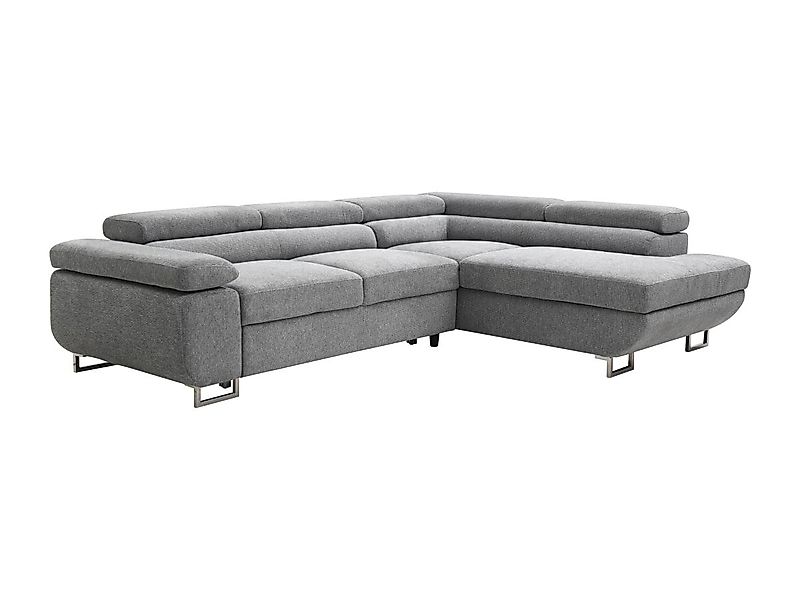 Ecksofa mit Schlaffunktion - Ecke rechts - Strukturstoff - Grau - NURAZIO günstig online kaufen