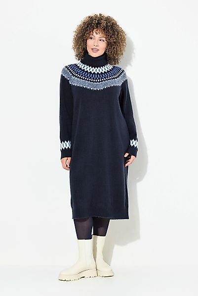 Ulla Popken Strickkleid Strickkleid Norwegermuster Rollkragen günstig online kaufen
