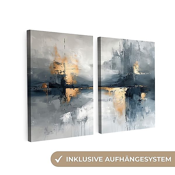 MuchoWow Leinwandbild Abstrakt - Grau - günstig online kaufen