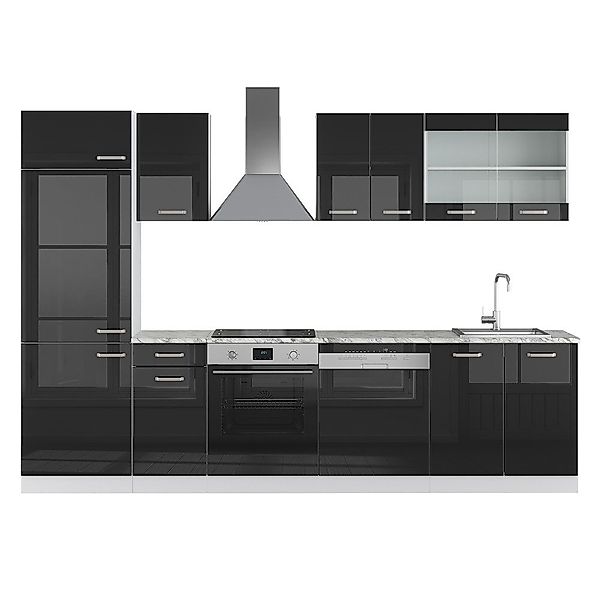 Vicco Küchenzeile R-Line, Schwarz Hochglanz/Weiß, 300 günstig online kaufen