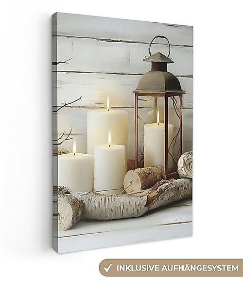 OneMillionCanvasses® Leinwandbild Stilleben - Weiß - Kerzen - Rustikal - Na günstig online kaufen