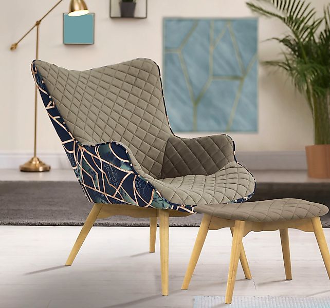 Home affaire Sessel "Duke Print" Karoprägung im Sitzbereich und Dekostoff a günstig online kaufen