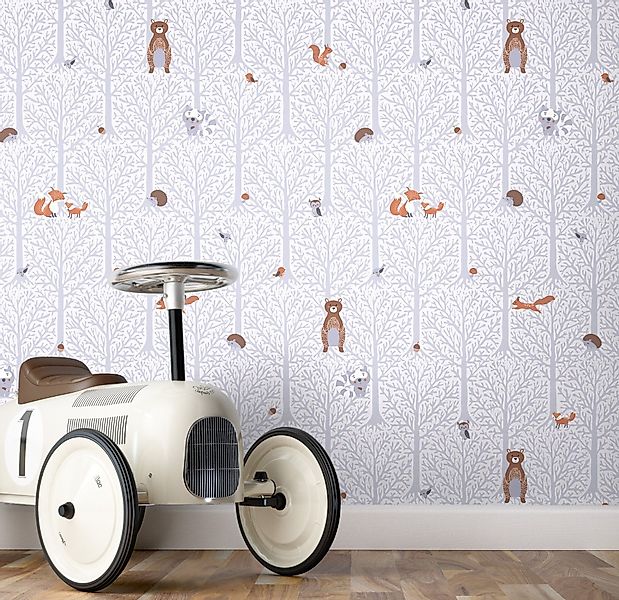 Newroom Vliestapete, Lila Tapete Kinder Tiere günstig online kaufen