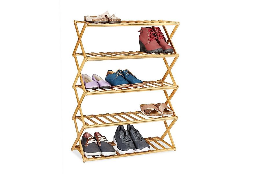 relaxdays Schuhregal Faltbares Schuhregal aus Bambus günstig online kaufen