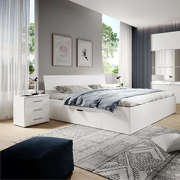 Schlafzimmer Doppelbett Kombination Liegefläche 160x200 cm mit 2 Nachttisch günstig online kaufen
