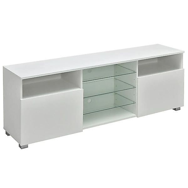 COSTWAY TV Schrank mit LED Beleuchtung & 2 Türen Weiß günstig online kaufen