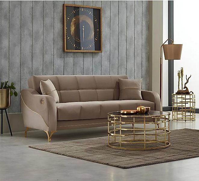 JVmoebel Sofa Polstersofa Couch Dreisitzer 3 Sitzer Stoffsofa Beige Sofa Lu günstig online kaufen