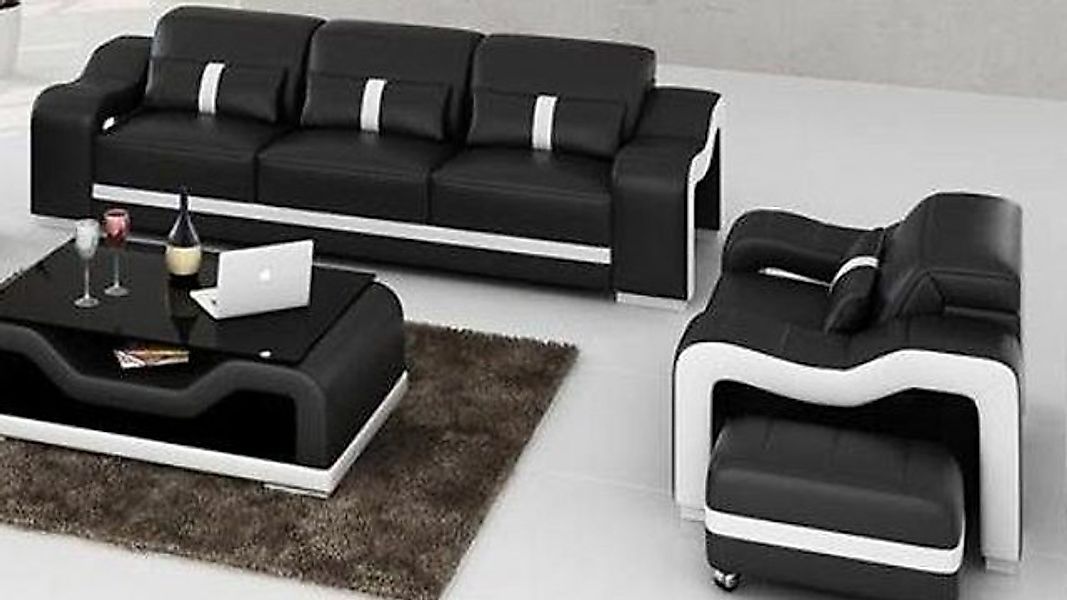 JVmoebel Sofa Designer schwarze 3+1 Sitzer Sofagarnitur Polstermöbel Couch günstig online kaufen