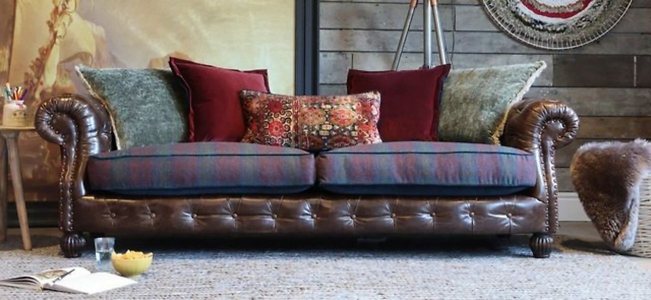 Natur24 Sofa Sofa The Highlands Midi 204x88x72 cm Leder Galveston Walnut/Ca günstig online kaufen