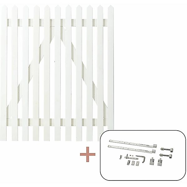 Einzeltor Skagen Lux Nadelholz Weiß 100 cm x 120 cm günstig online kaufen