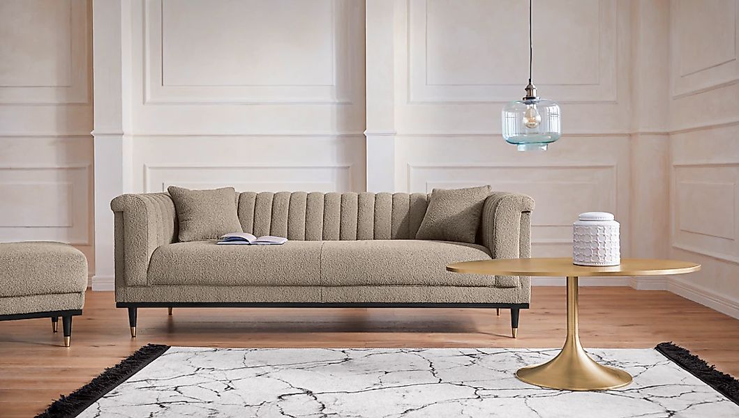 Home affaire 3-Sitzer "Chamby New", im Bouclé-Strukturbezug mit Steppung im günstig online kaufen