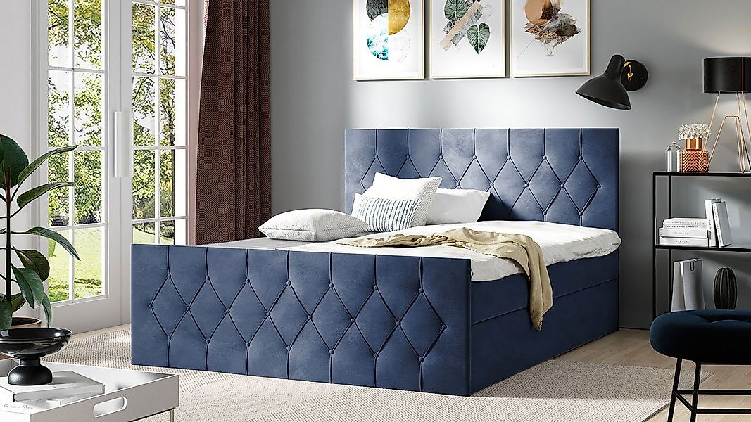 MIRJAN24 Boxspringbett Sky Lux (Matratze, Topper, Polsterkopfteil und Fußte günstig online kaufen